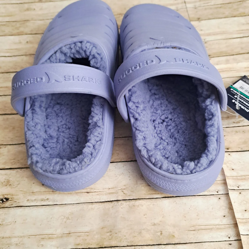 Rugged Shark Unisex Toddler Big Kids Lavender Slippers with Soft Lining